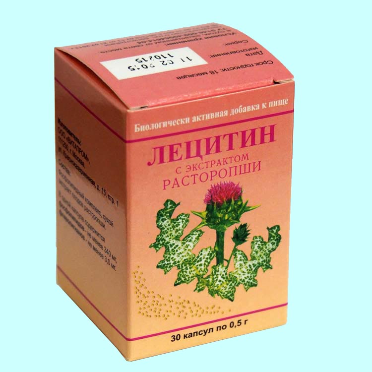 Лецитин с экстрактом расторопши, БАД, №30 кап. по 0,5 г
